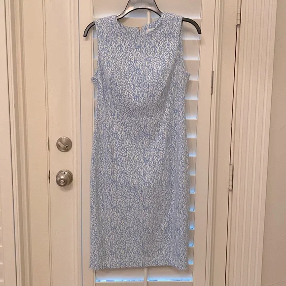Calvin Klein | Dresses | Calvin Klein Scuba Sleeveless Sheath Dress  Whitelight Blue Ladies Size 8 | Poshmark